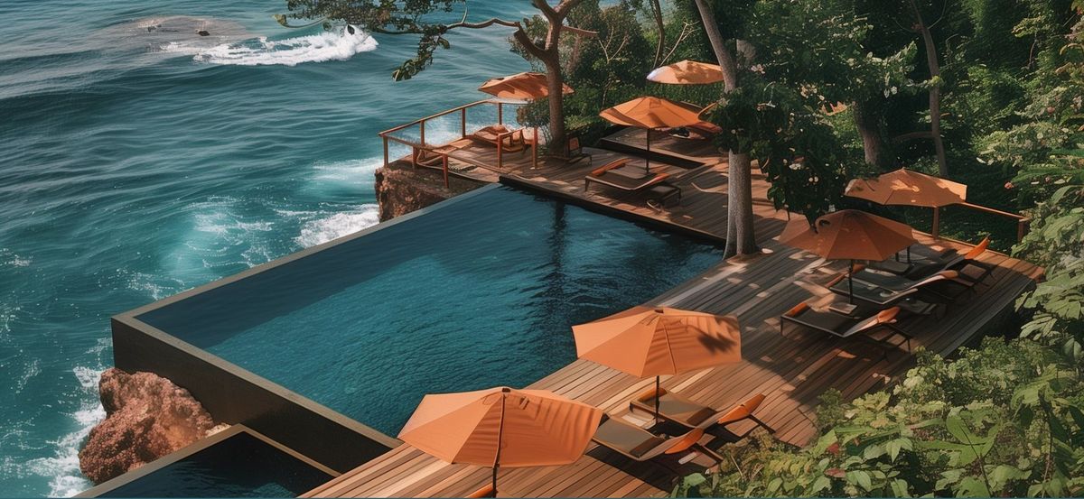 Clifftop infinity pool above the Pacific