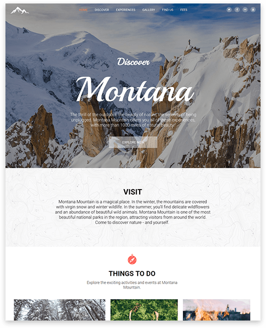 National Park Website builder National Park responsive template