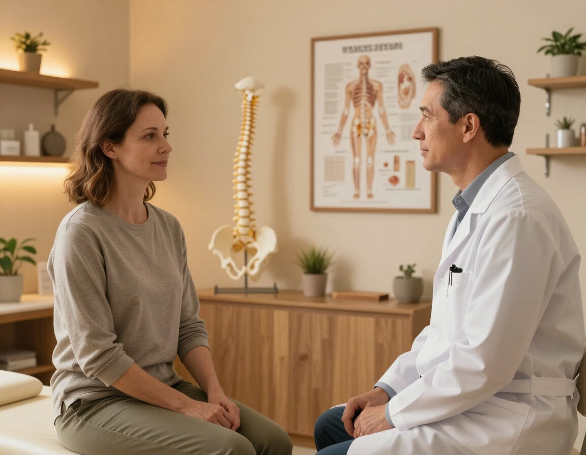 Chiropractor consulting with a patient
