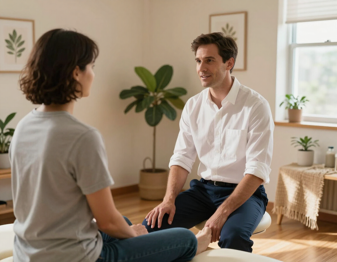 Chiropractor consulting with a patient