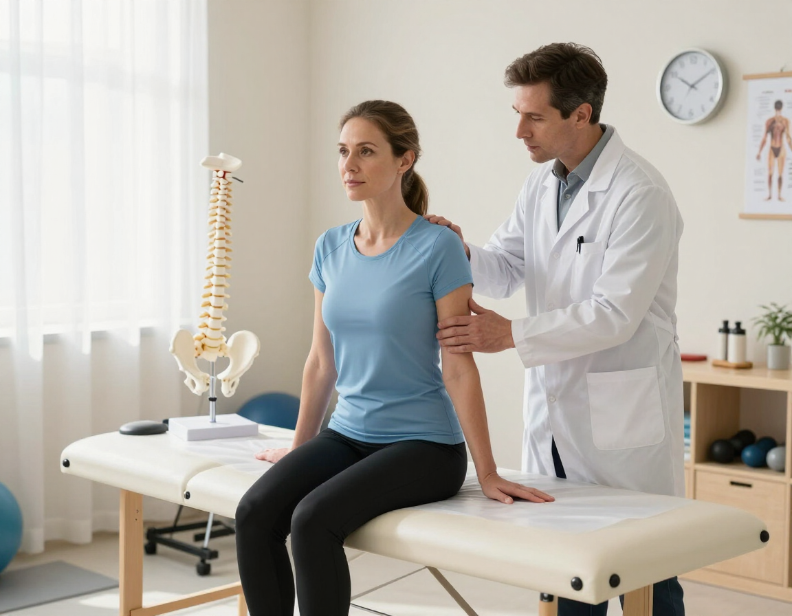 Adult in a chiropractic rehabilitation consultation