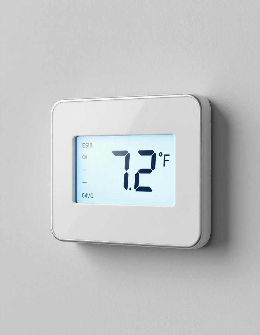 Residential thermostat on wall