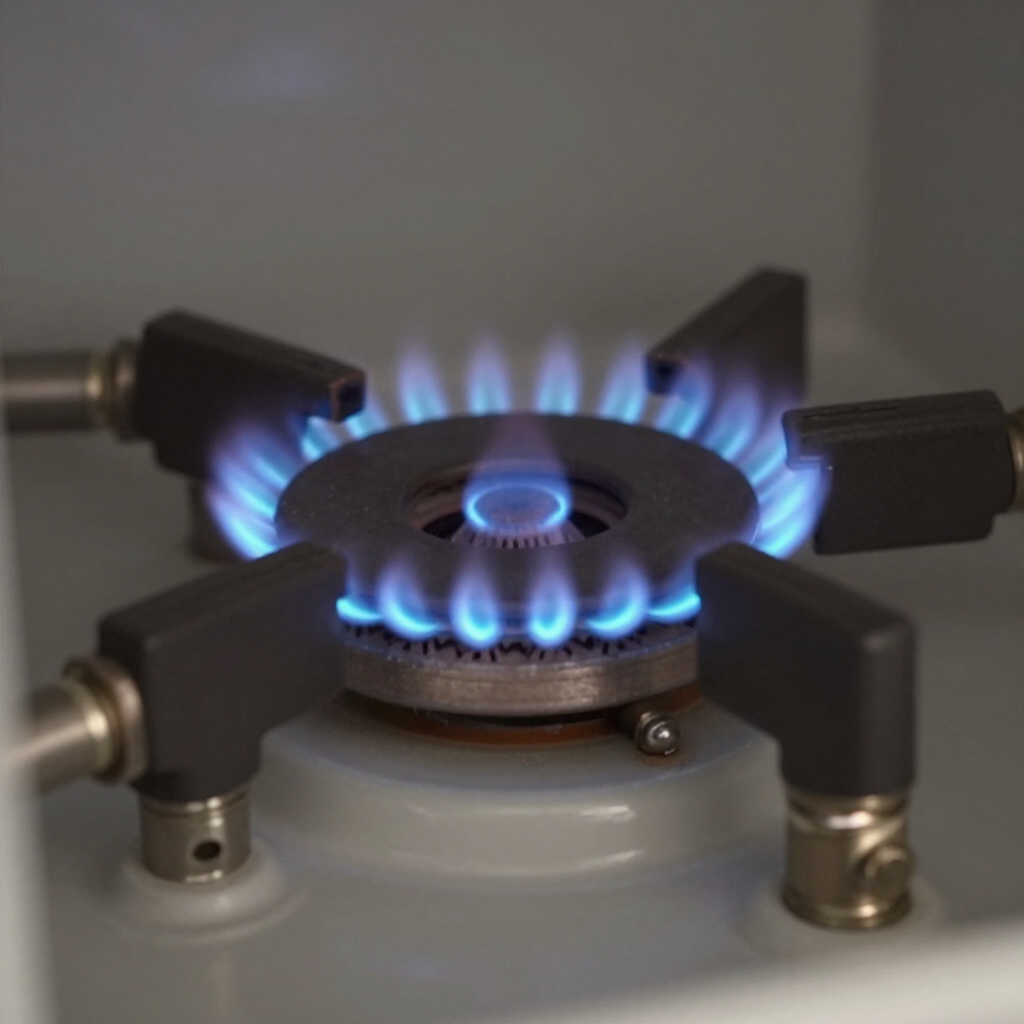 Close-up of a furnace pilot light flame