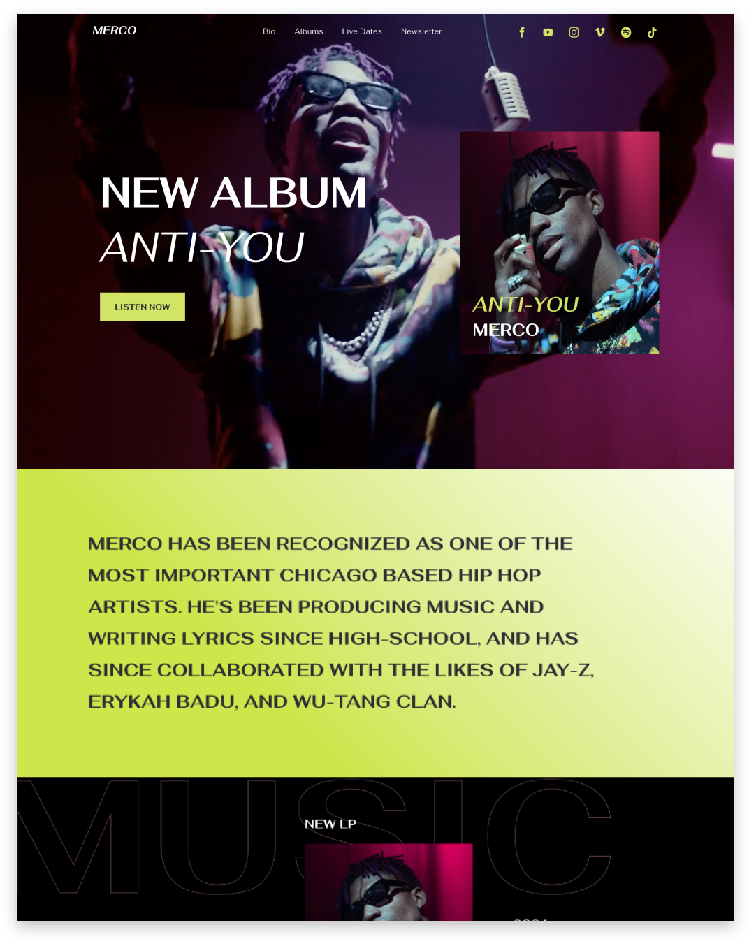 Rap Musician Website builder Rap Musician responsive template