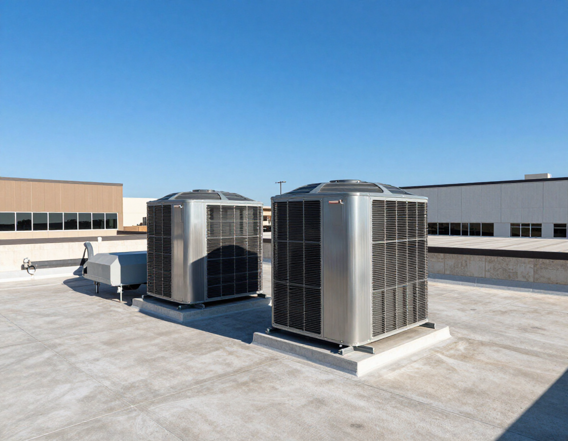 Commercial HVAC rooftop unit installation