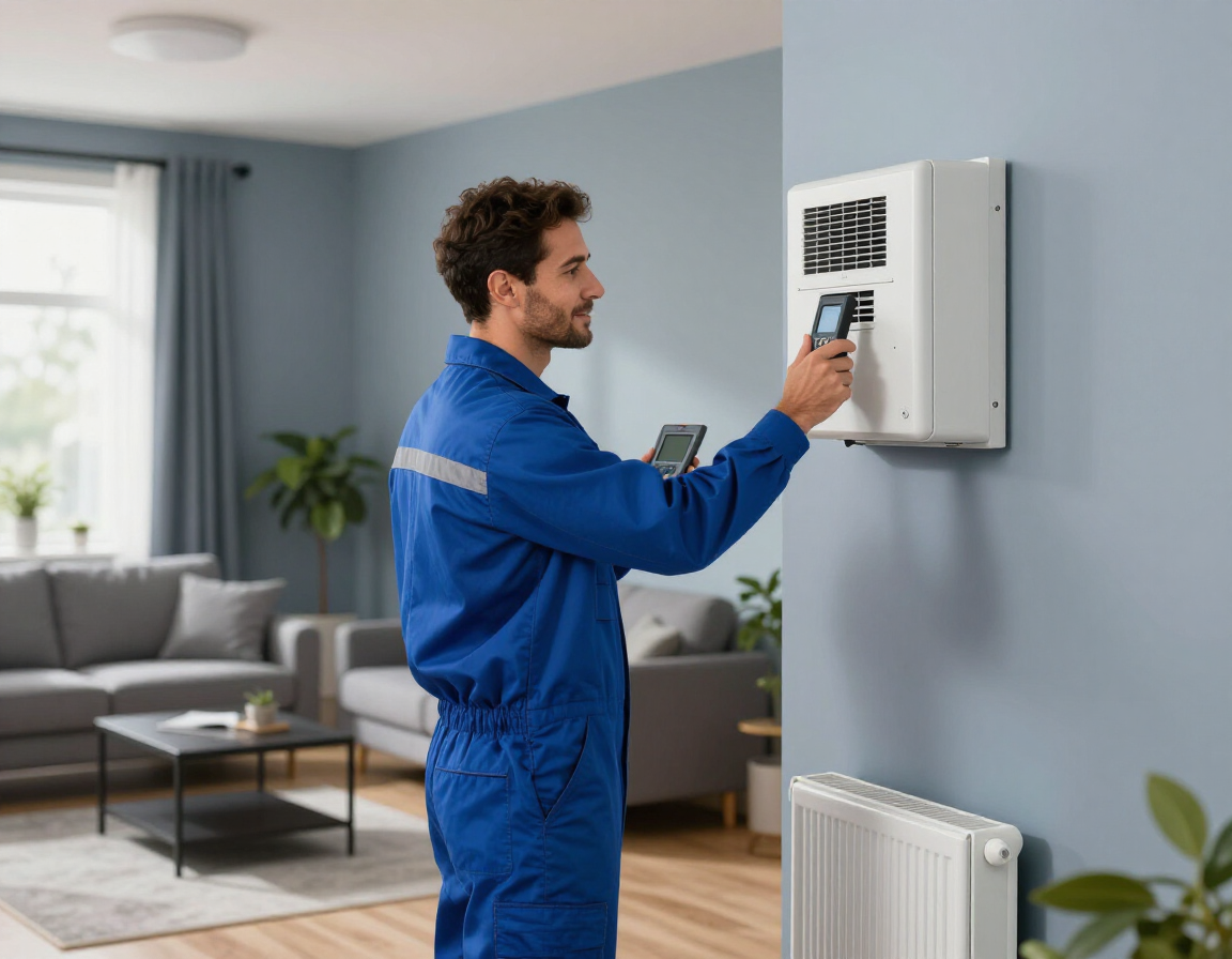 HVAC technician inspecting residential system