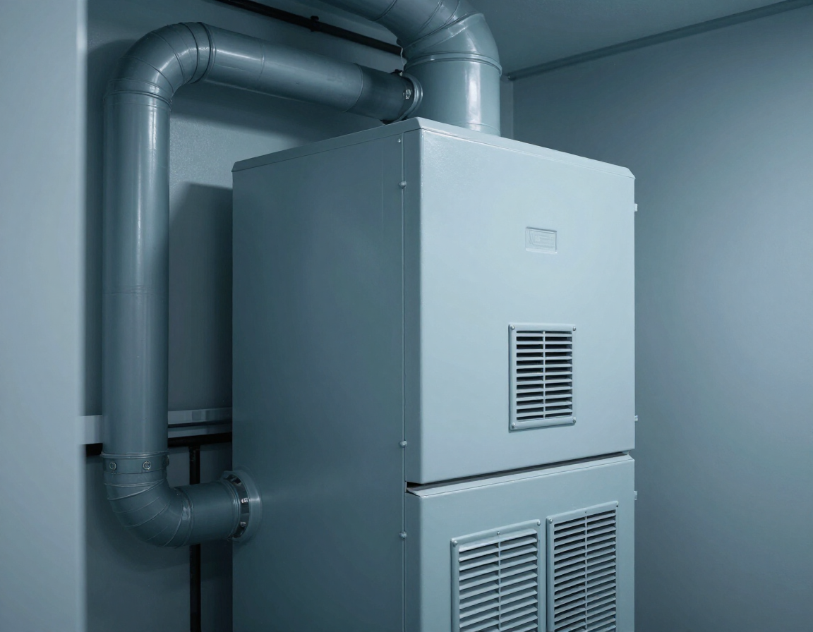 Residential forced-air furnace system with ductwork