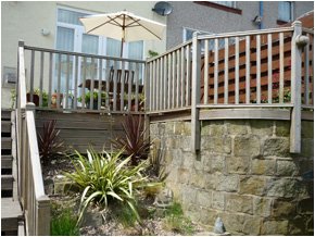 Decked area in a garden