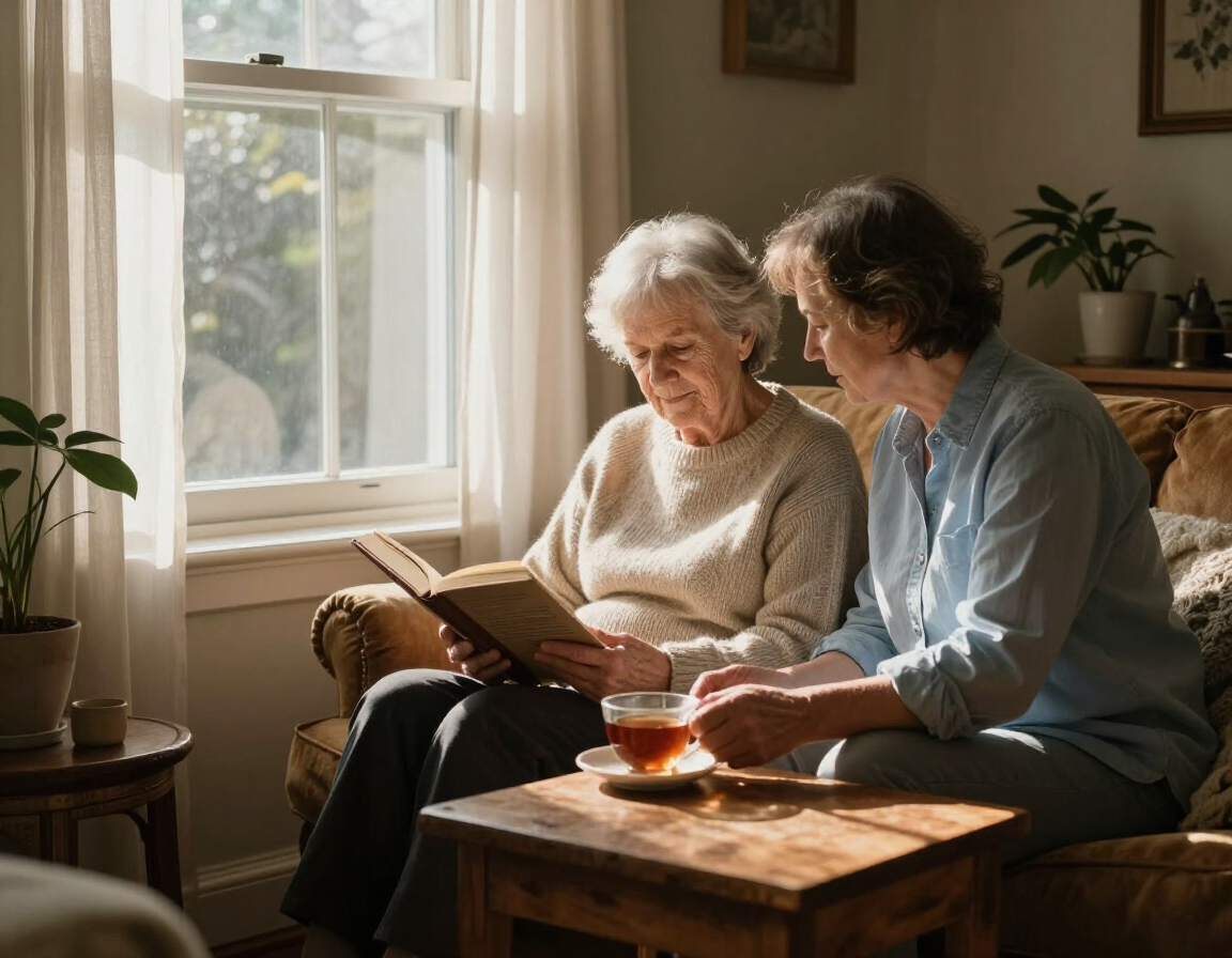 Senior enjoying a comfortable moment at home