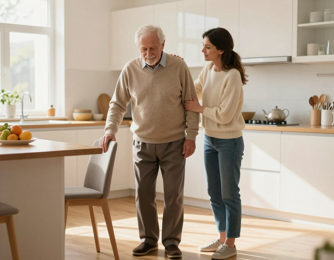 Caregiver assisting a senior with daily living tasks in Cincinnati home