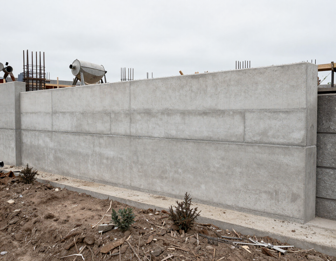 Concrete retaining wall
