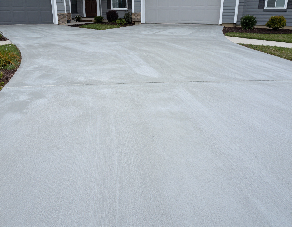 Poured concrete driveway