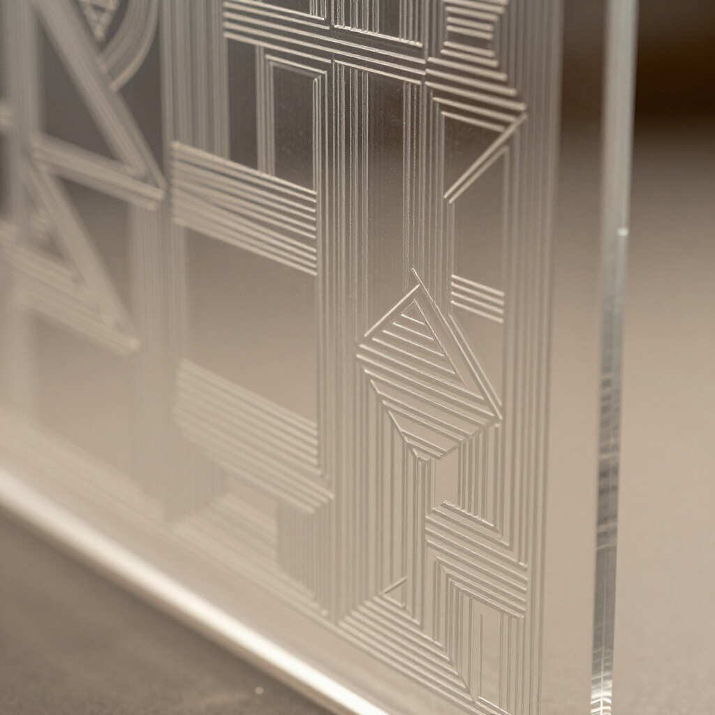 Laser engraved acrylic panel macro