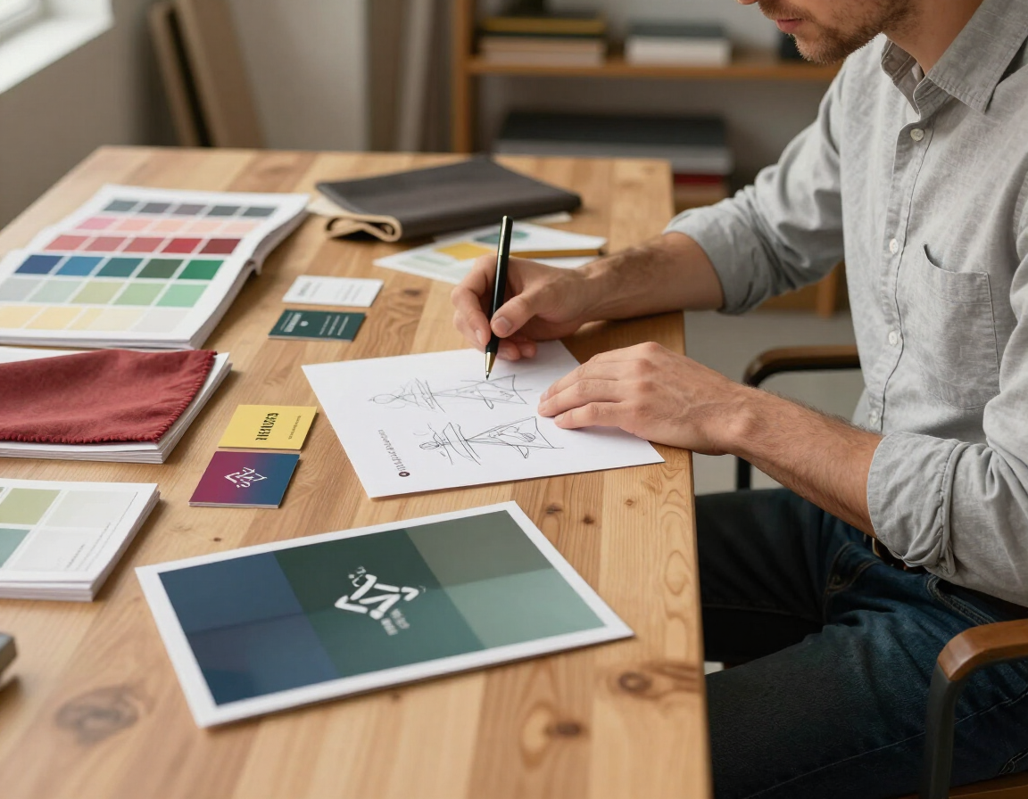 Designer with brand mockups