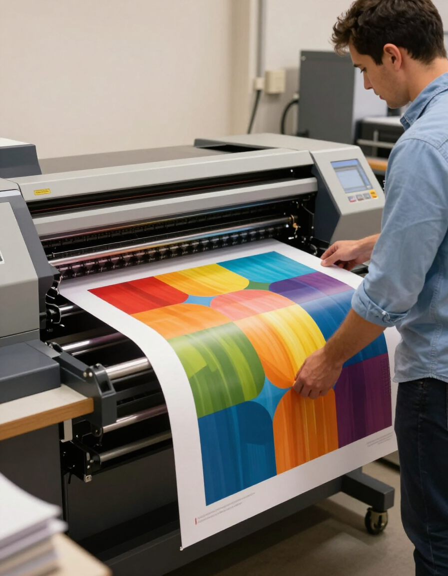Large-format digital printer in a print shop