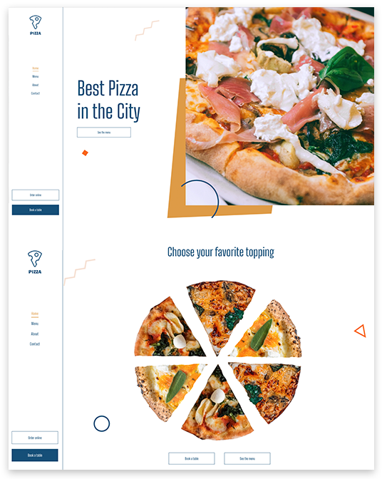 Website builder Pizza Restaurant Flex Editor responsive template