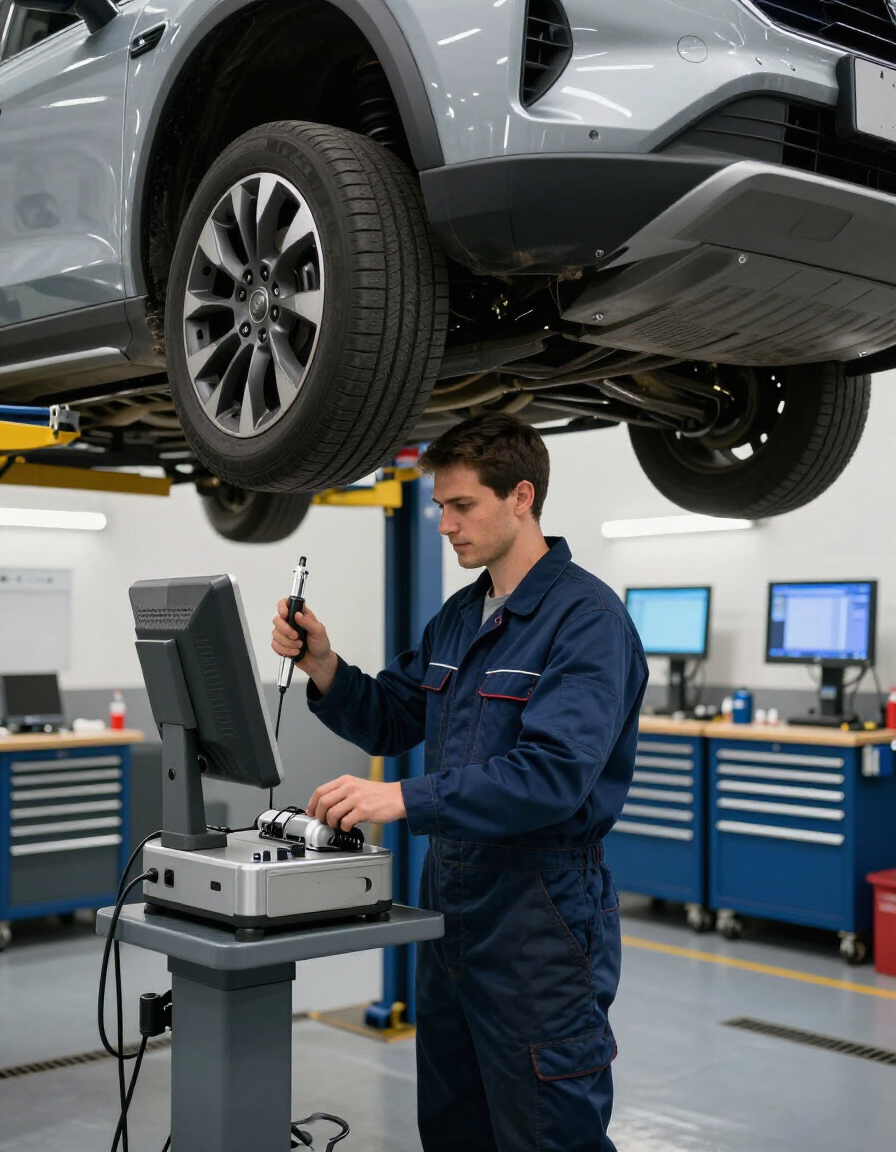 Experienced technician using state-of-the-art diagnostic equipment