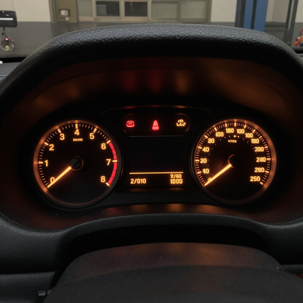 Dashboard warning lights illuminated