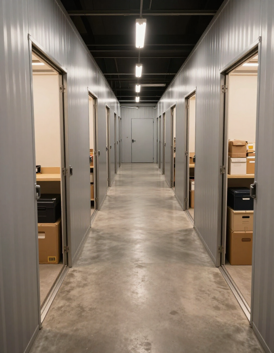 Interior hallway of AAA Mini Storage units