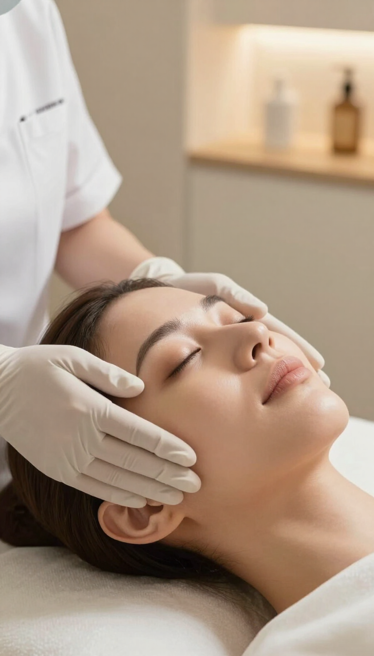 Woman receiving facial treatment at One MedSpa