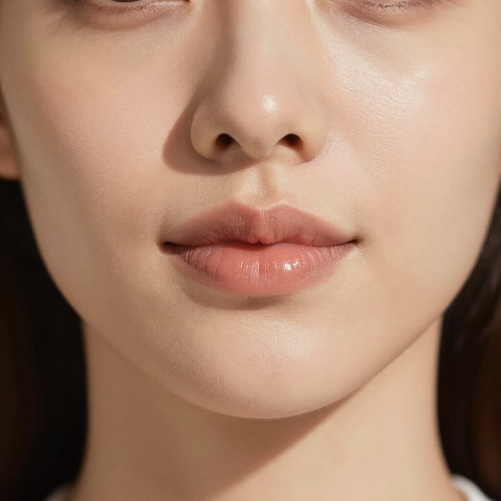 Dermal filler results showing full lips and defined cheekbones