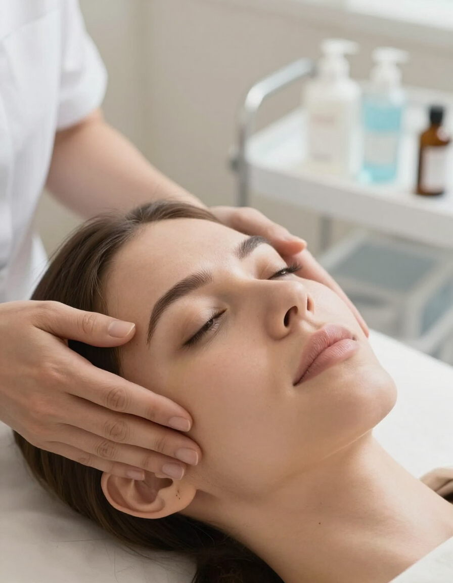 Patient receiving a skin treatment at One MedSpa