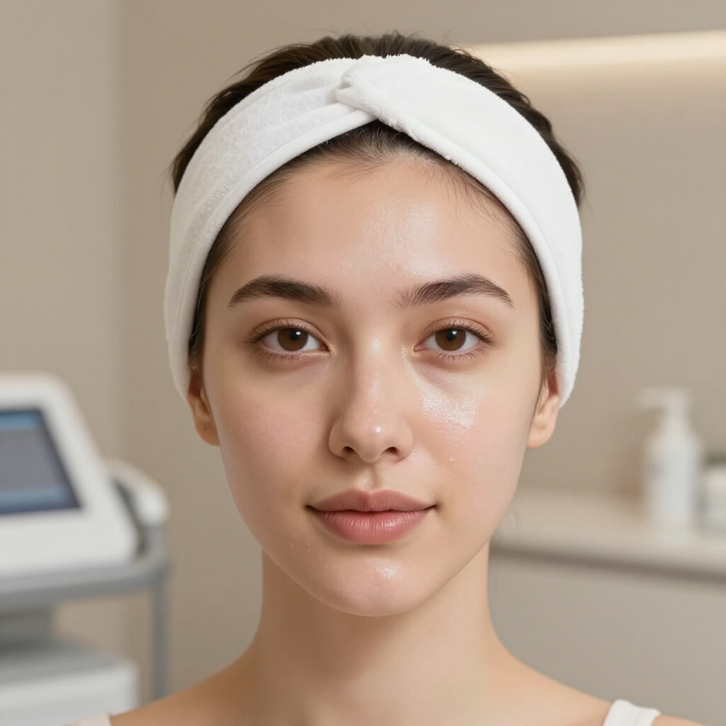 Glowing skin after facial treatment