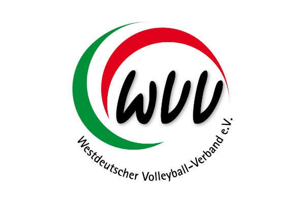 Logo des Westdeutschen Volleyball-Verbandes e.V. mit grünen und roten Bögen um die schwarzen Buchstaben WVU.
