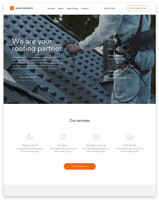 Roofing company Website builder Roofing company responsive template