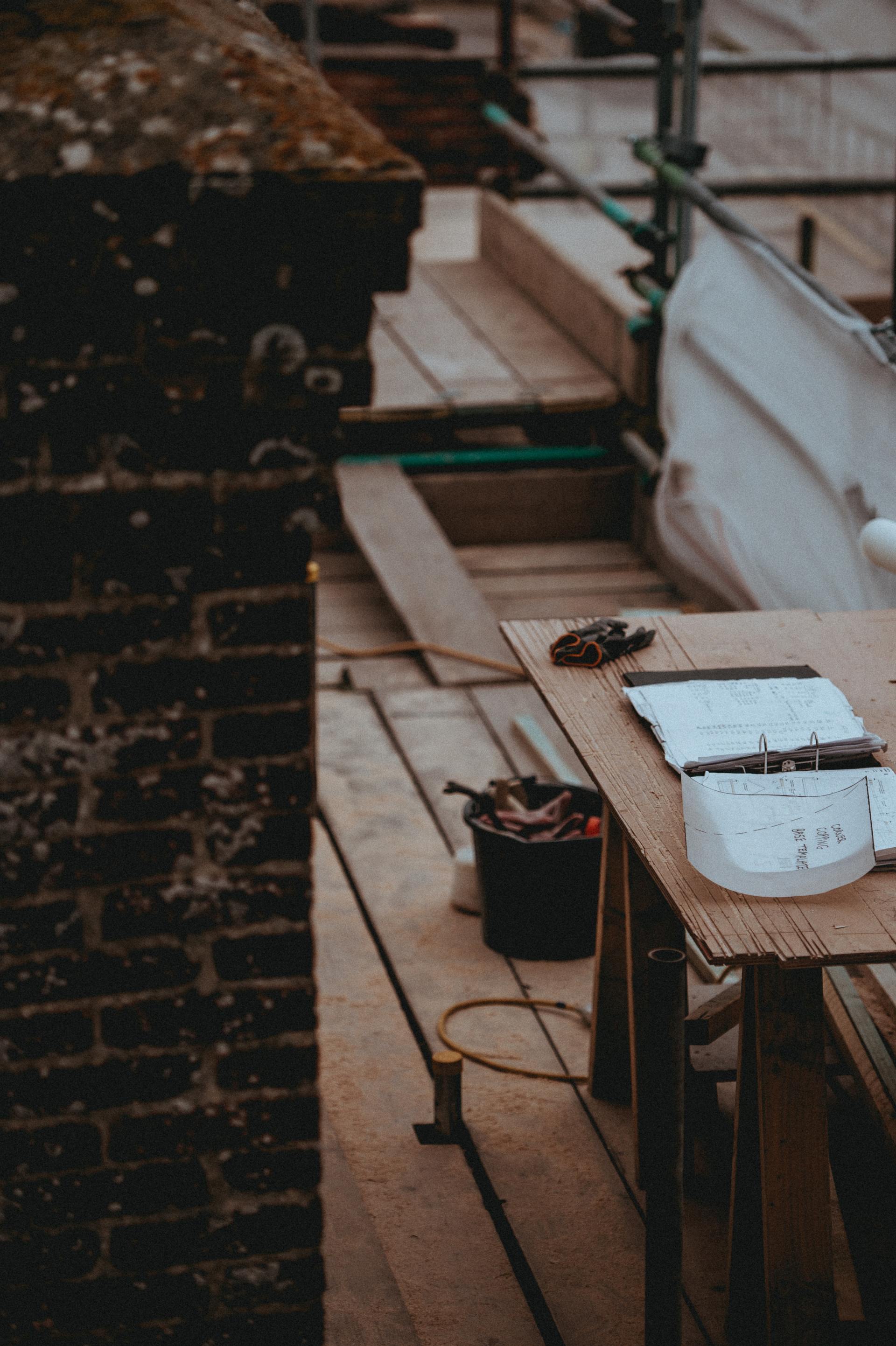 Rustic wooden bench with intricate details