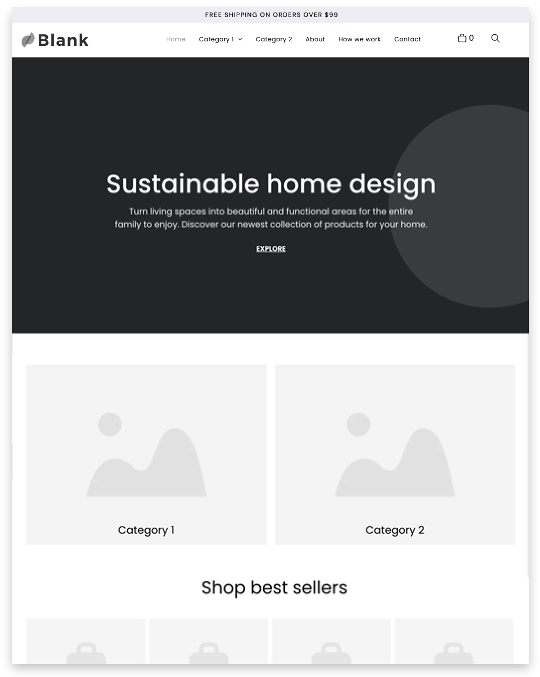 Native Store Wireframe Website builder Native Store Wireframe responsive template
