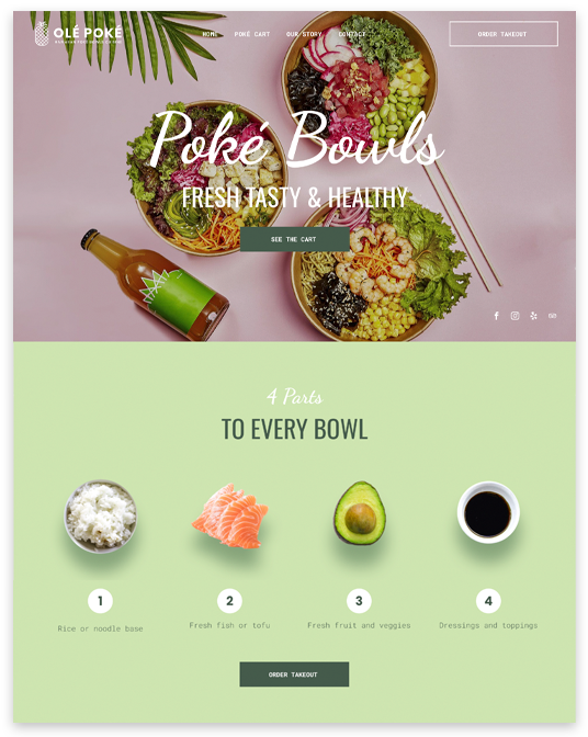 Poke Restaurant Website builder Poke Restaurant responsive template