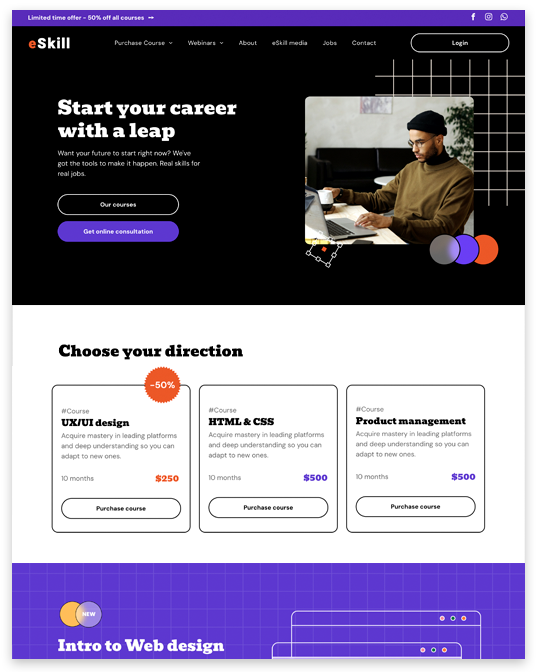 Online Education Website builder Online Education responsive template
