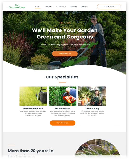 Gardener Website builder Gardener responsive template