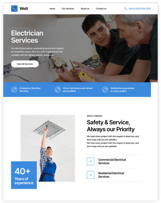 Electrician Website builder Electrician responsive template