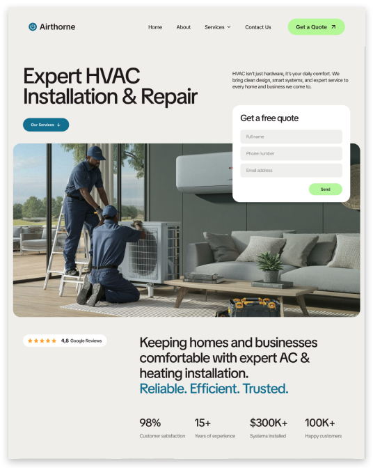 Heating & AC Services Website builder Heating & AC Services responsive template